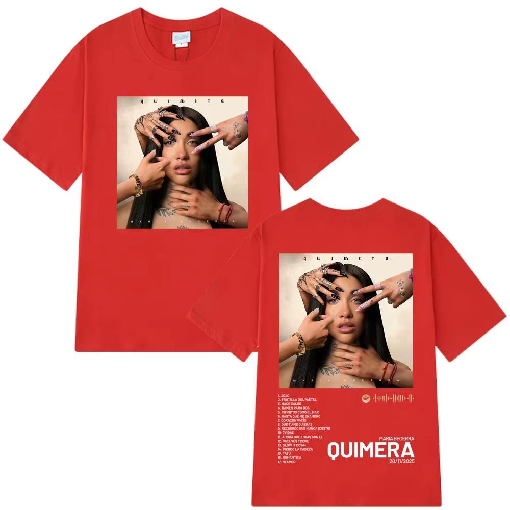 

Singer Maria Becerra Remera Quimera Album Tshirts Mens Women Aesthetic Tshirts Shortsleeved Casual pure Cotton Streetwear 4XL