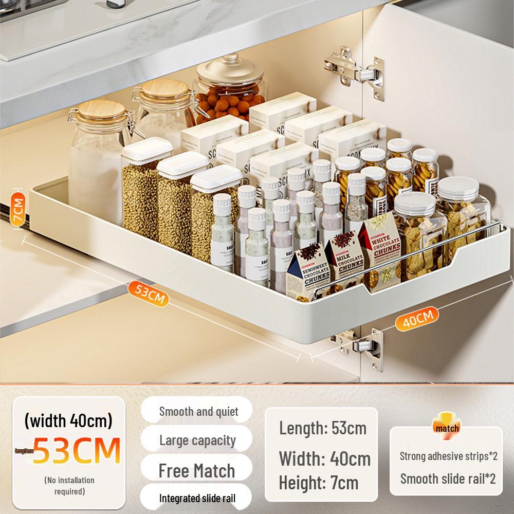 Auszugbarer Topf- und Pfannenorganizer aus Edelstahl mit Besteckfach und Geschirrständer