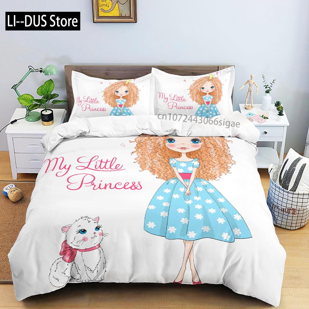 Cartoon Ballerina Duvet Cover Bedding Set For Girls Kid Cute Ballet Princess Dancer Quilt Cover Birthday Gift Bedroom Decoration