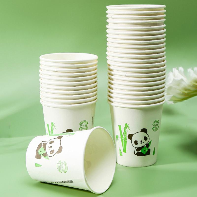 50Pcs Disposable Coffee Cups Thickened Bamboo Fiber Cup Household Water Cup Juice Milk Bubble Tea Cup