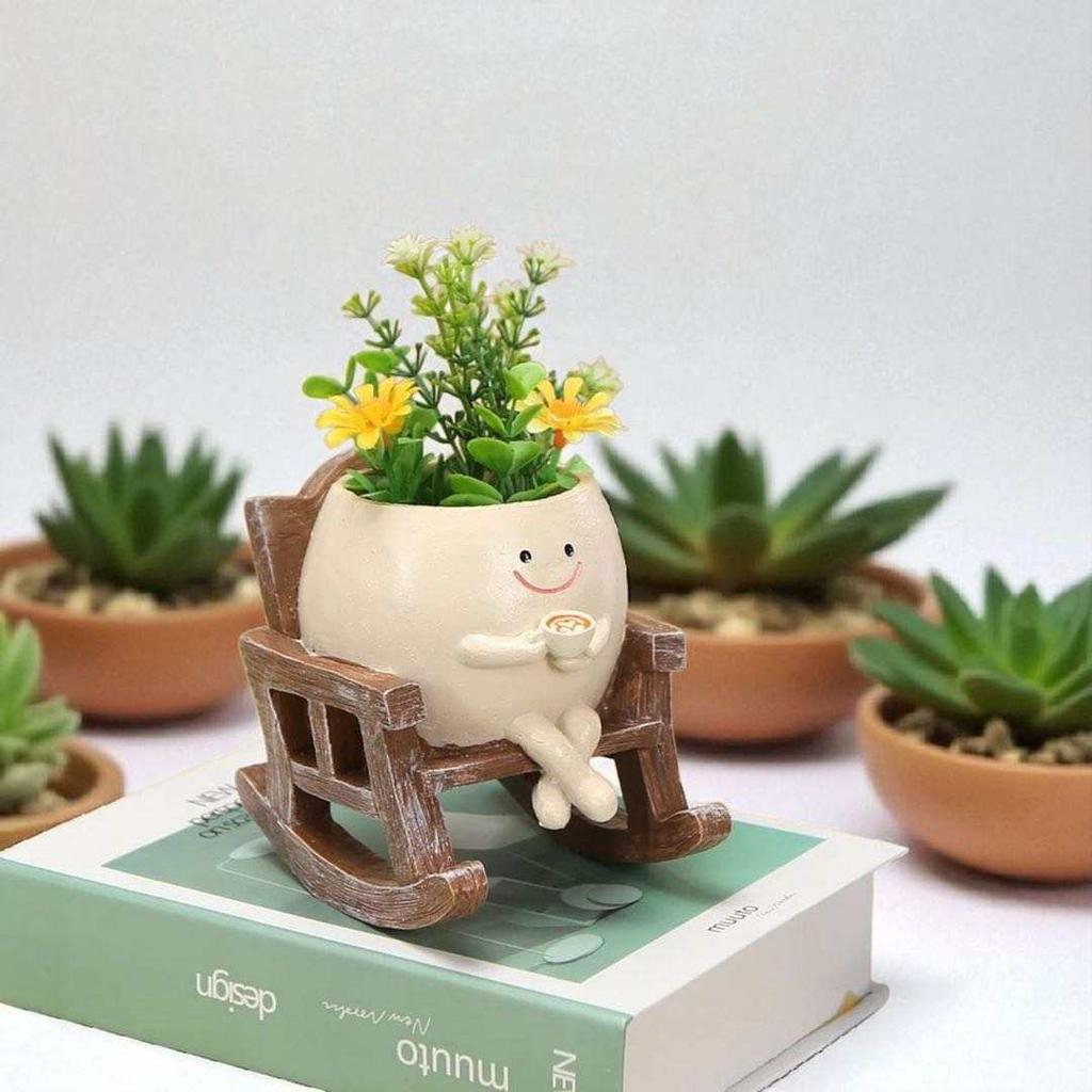 Resin Modern Minimalist Cartoon Pattern Cross-border New-style Cute Succulent Swing Flower Pot Craft Creative Home Decor Planter