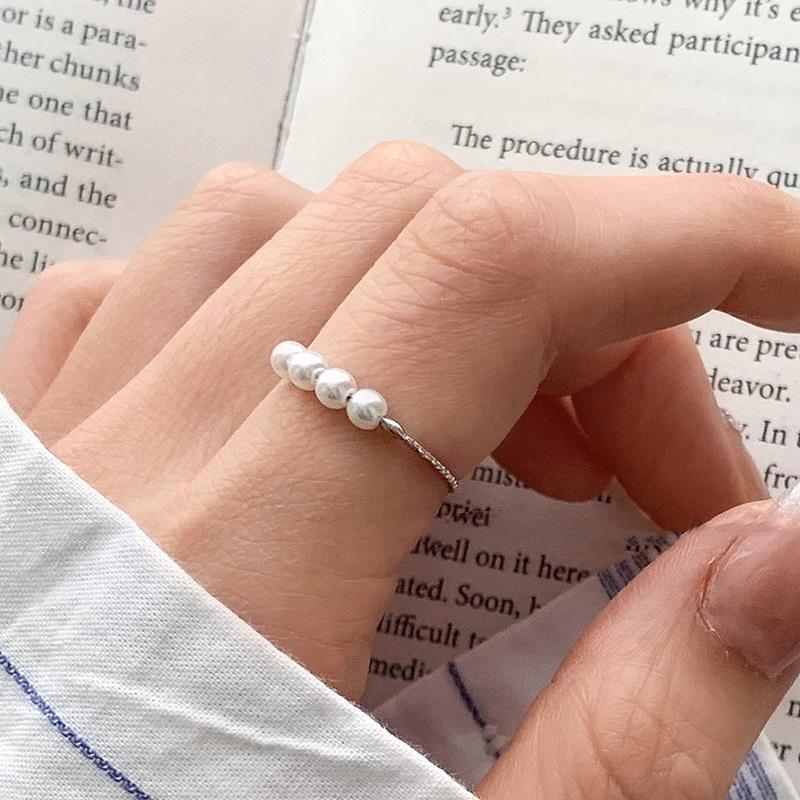 Elegant Adjustable Pearl Fairy Ring: Trendy, Versatile, and Fashionable for Women.
