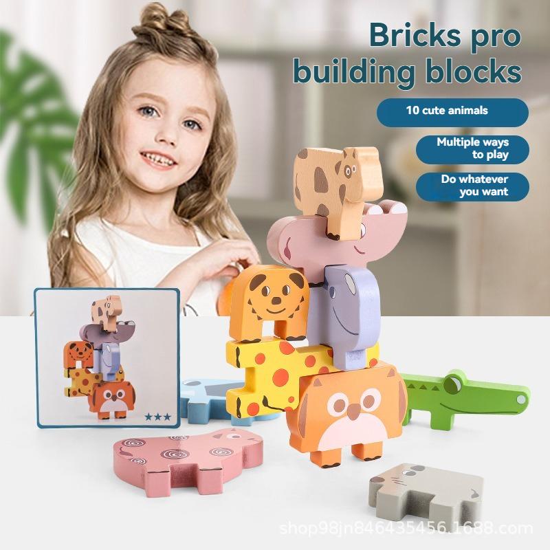 Animal-Themed Wooden Stacking Toy  Balance  Build Tower Game for Children Educational Building