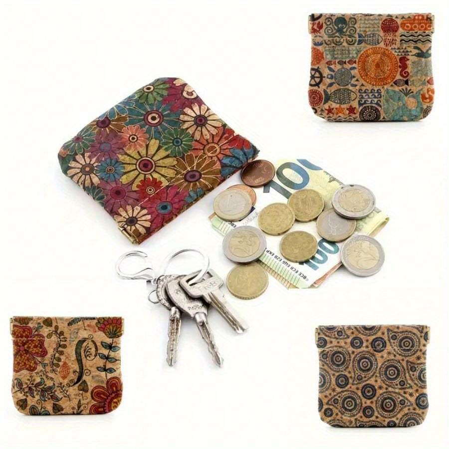 Floral Print Women Wallet Key Bag Cute Pouch Kiss Lock Lightweight Small Wallet Cute Bag Suitable For Daily Casual Suitable For Keys Earphones Storage