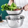Stainless Steel Drain Basin With Slicing Tool Household Veggie Washing Strainer For Carrots Fruit