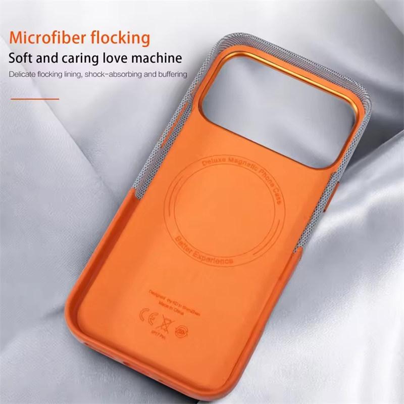 For iPhone 17 Pro Max Air Leather and Fabric Splicing Texture Card Insertion Magnetic Phone Case for iPhone 16 15 14 Plus 13 12