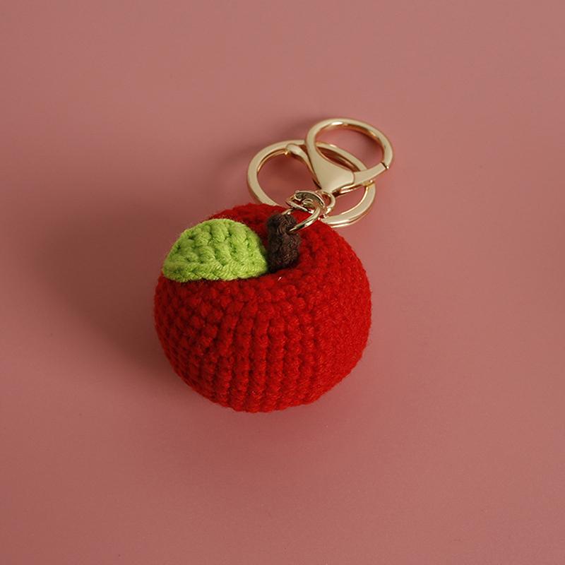 Creative Fruit Series Crochet Keychain Pendant Cute Mango Keyrings Hand Knit Keyrings Exquisite Backpack Decoration Gifts