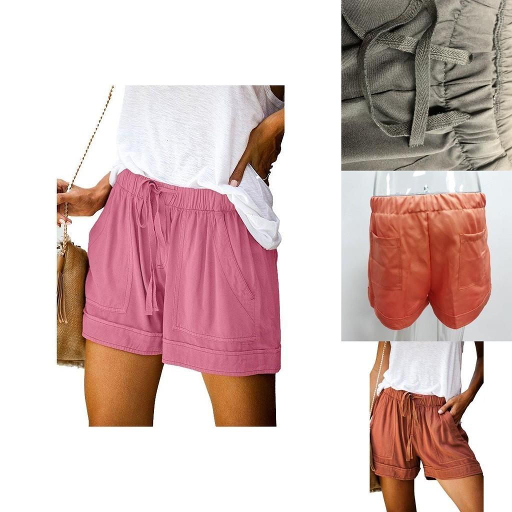 Stilvolle Damen Locker Mini Kordelzugshorts Mit Taschen Für Lässigen Komfort