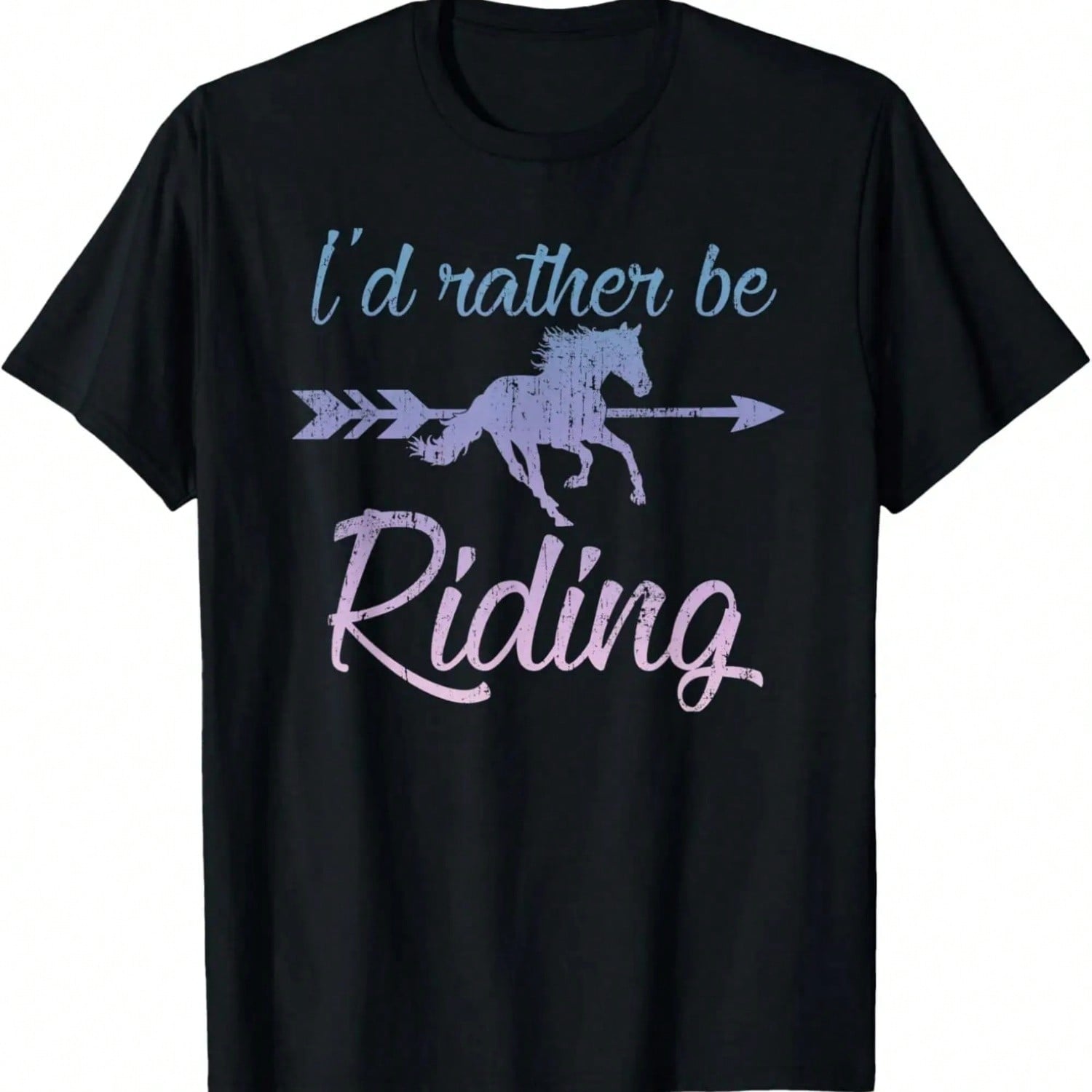 I D RATHER BE RIDING Horses Equestrian S Retro Vintage T-Shirt S разноцветный