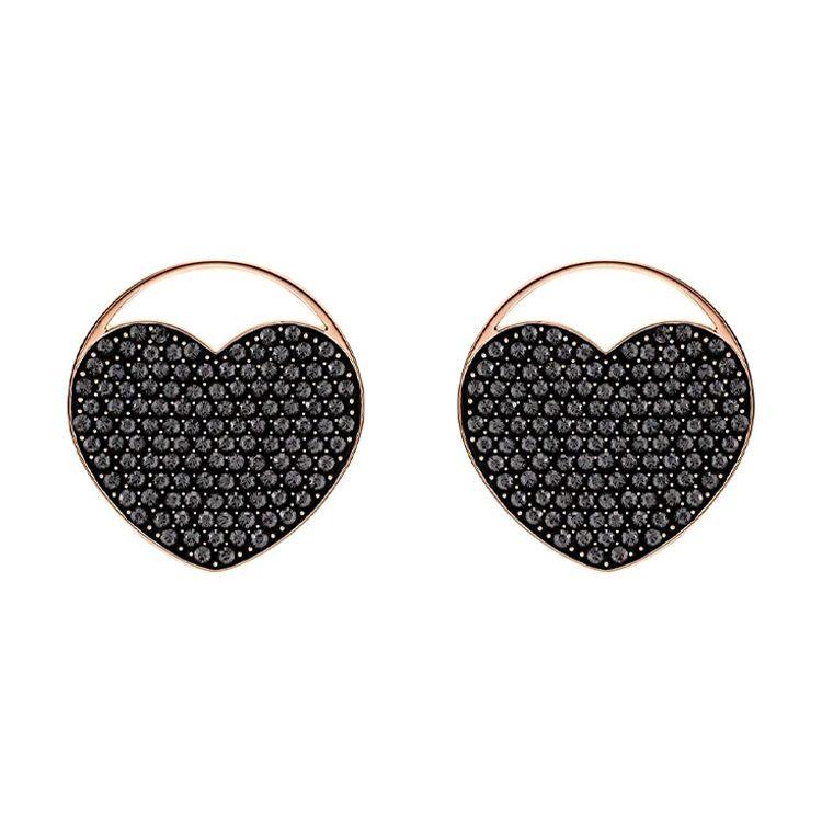 Swarovski Heart Crystal Earrings Women earrings 5472450 Rose Gold/Black,F