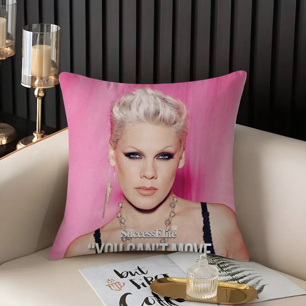 Pink Trustfall P!Nk Singer Pillow Case Home Dorm Chair Back Short Plush Double-Sided Printing Office Nap Time Cushion Cover
