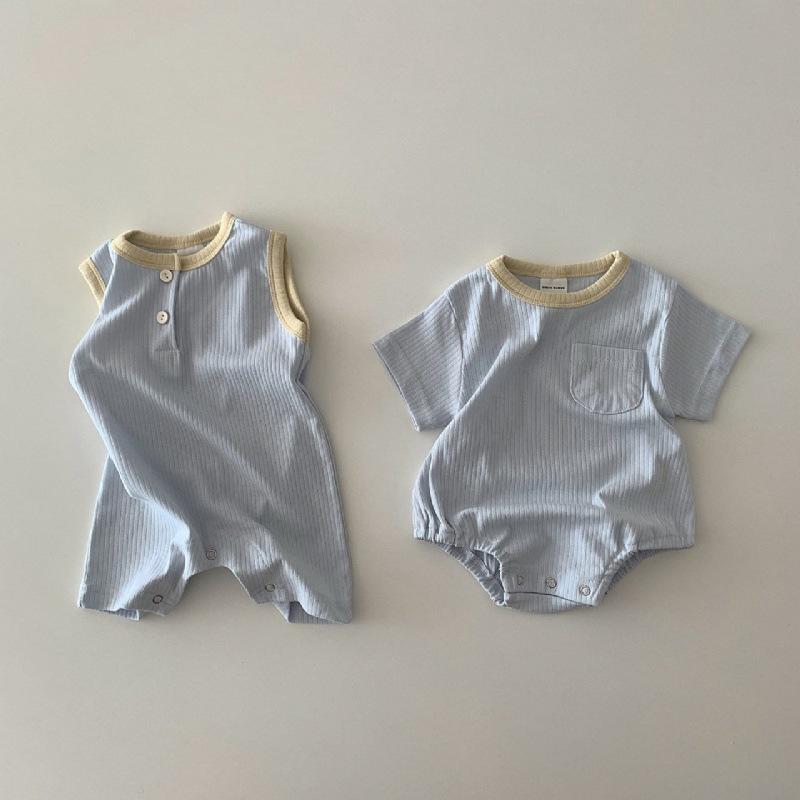 Baby Solid Cool Sleeveless Romper Toddler Boys Loose Comfortable Casual Outwear Jumpsuit Infant Clothes Kids Girls Onesie 0-24m