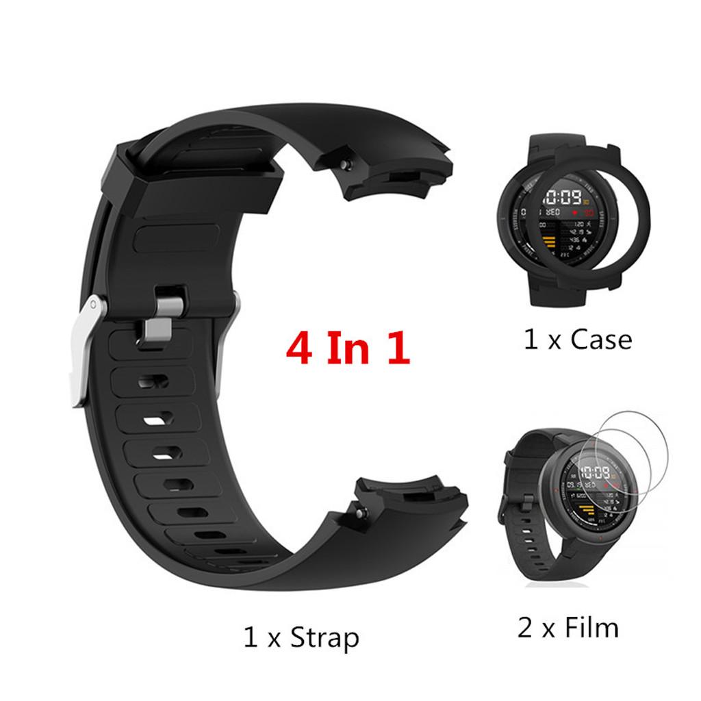 

Дышащий ремешок для часов Ramidos для Amazfit + закаленная пленка + рамка для часов из ТПУ