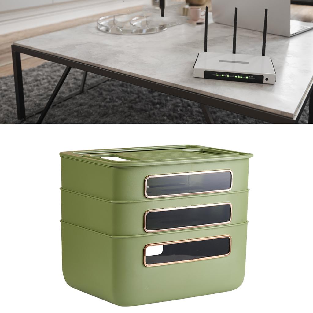 WLAN-Router Aufbewahrungsbox Kabelmanagement Vielseitige Steckdose WLAN-Organizerbox für Desktop Dunkelgrün