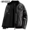 KAISER Men's Stand Collar Lambskin Leather Motorcycle Jacket