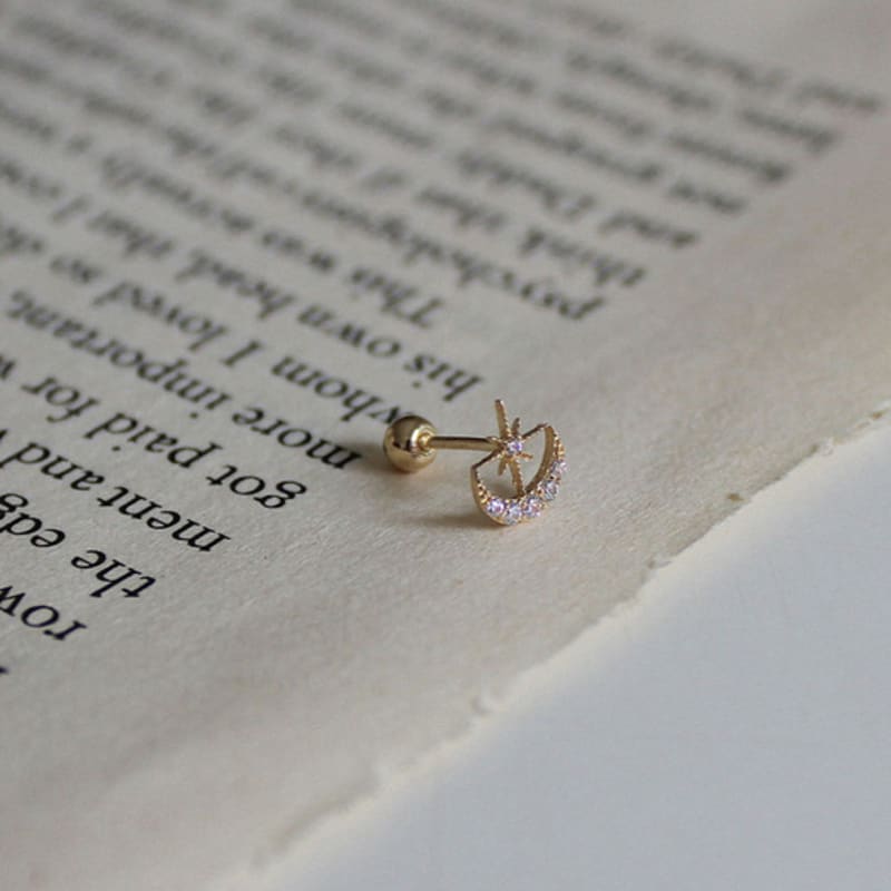 Youngglow 14k Moon & Star Piercing