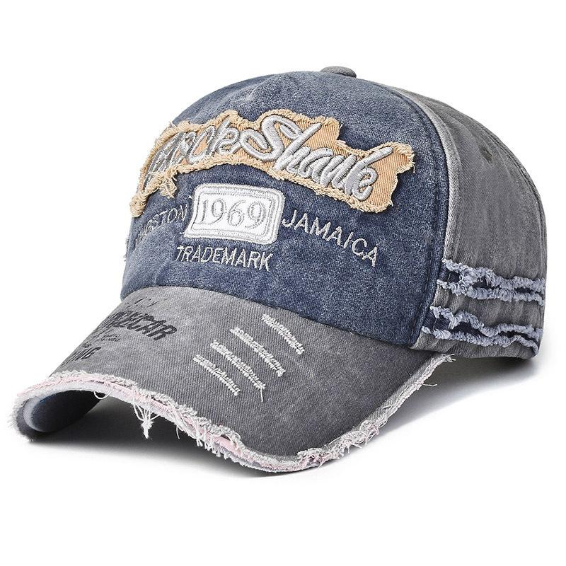 Retro hard peaked hat, big headband, big brim, hip-hop street photography, trendy sun hat, men's and women's embroidered letters, big brim