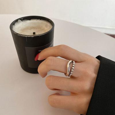 Inele Geometrice Art Deco cu Mărime Reglabilă Inel Ondulat Multistrat Stil Retro Inel pentru Degetul Arătător Feminin Bărbați Personalitate Modă Ins