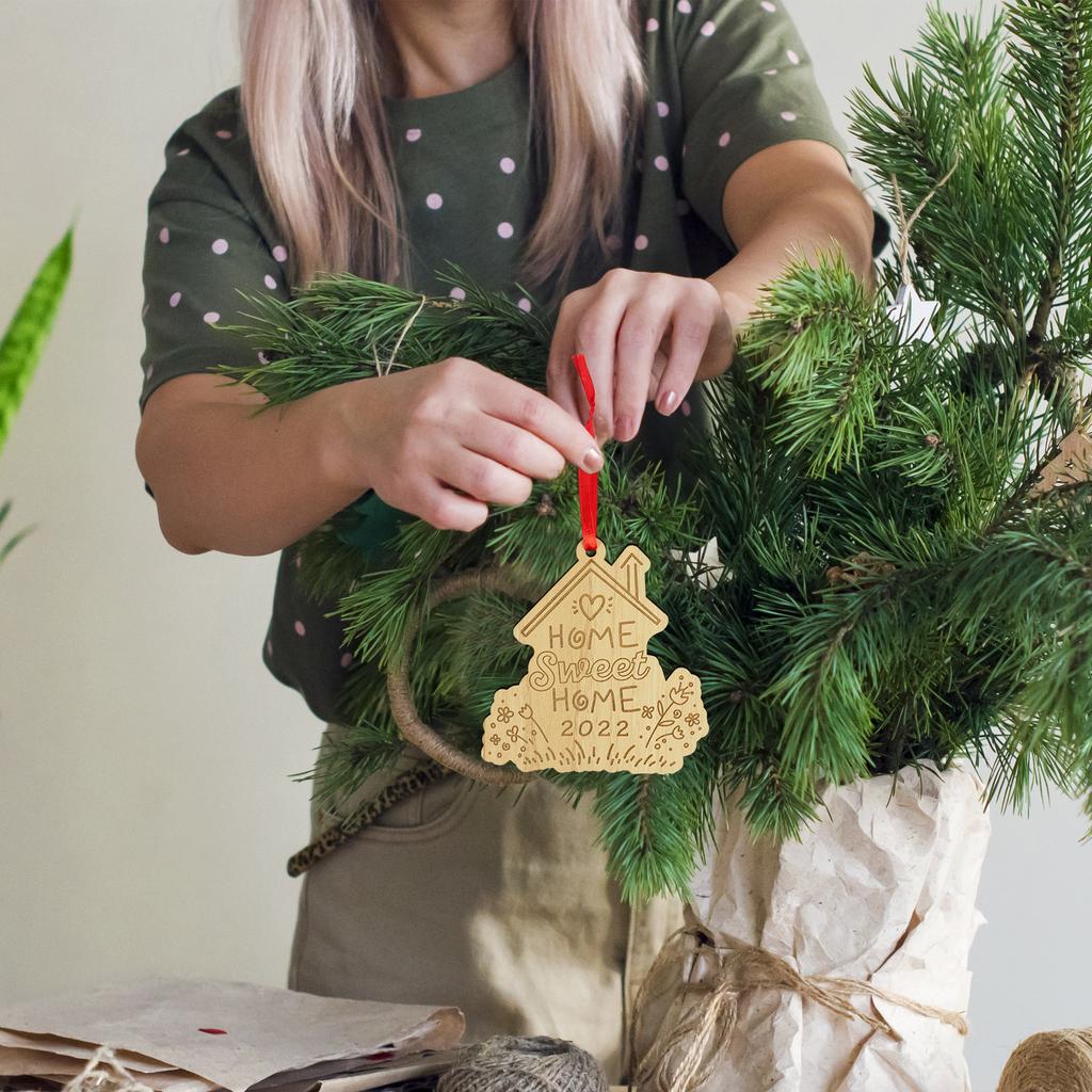 Darling Souvenir Made With Love Home Sweet Home Personalized Wood Ornament Housewarming Gift Christmas Tree Decoration Pack of