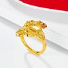 Gold-Plated Brass Phoenix Tail Ring – Openwork Peacock Design for Women