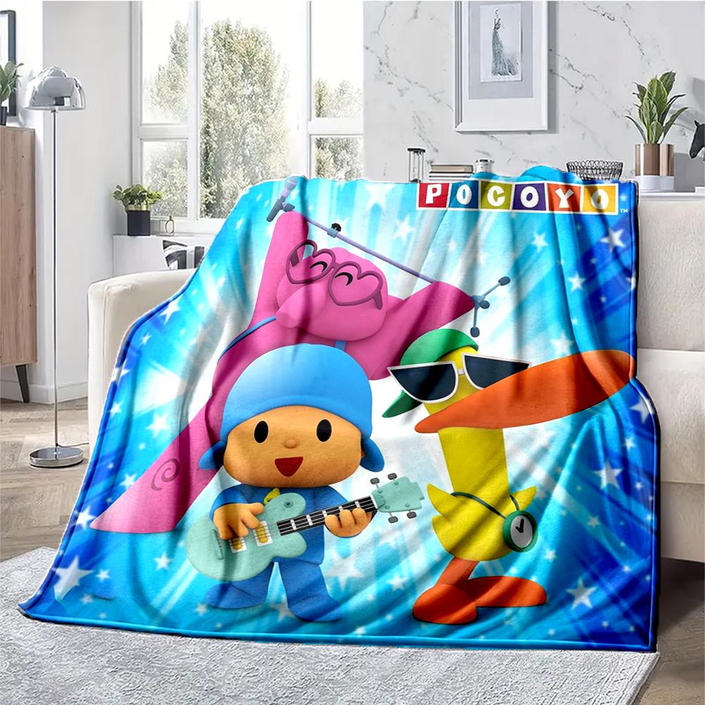 Pocoyo Theme Printed Blanket - Perfect for Couch, Bed, Travel & Outdoor Use | Machine Washable, Cozy & Durable.