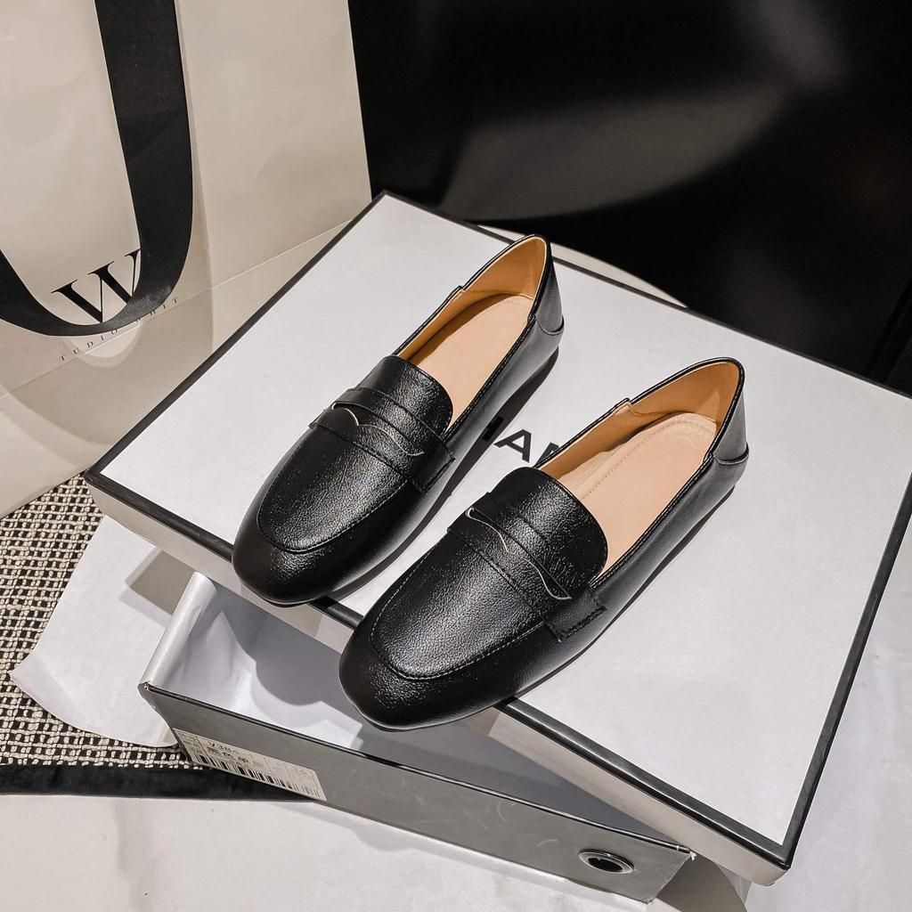Loafers One-pedal Spring British Style Small Leather Shoes Flat Lazy Doudou Single Shoes