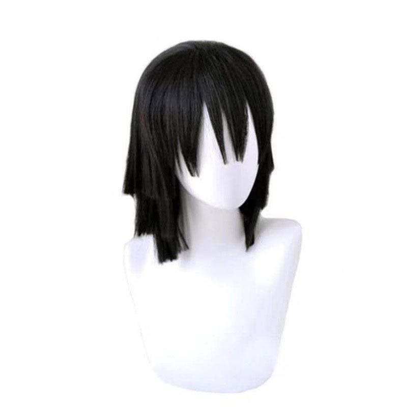 Stylish Black Layered Short Hair Wig For Cosplay Demon Slayer Kimetsu No Yaiba