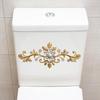 Elegant Golden Floral Embossed Self-Adhesive Wall Sticker for Bathroom Toilet - Matte Finish, Rectangular Shape, Durable Plastic, Easy To Install