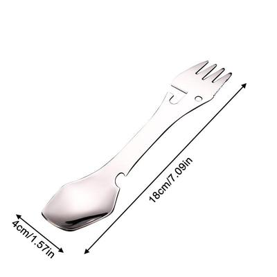 Hiking Picnic Outdoor Multifunctional Portable Stainless Steel Fork Spork Spoon Tableware Bottle Opener Spoon