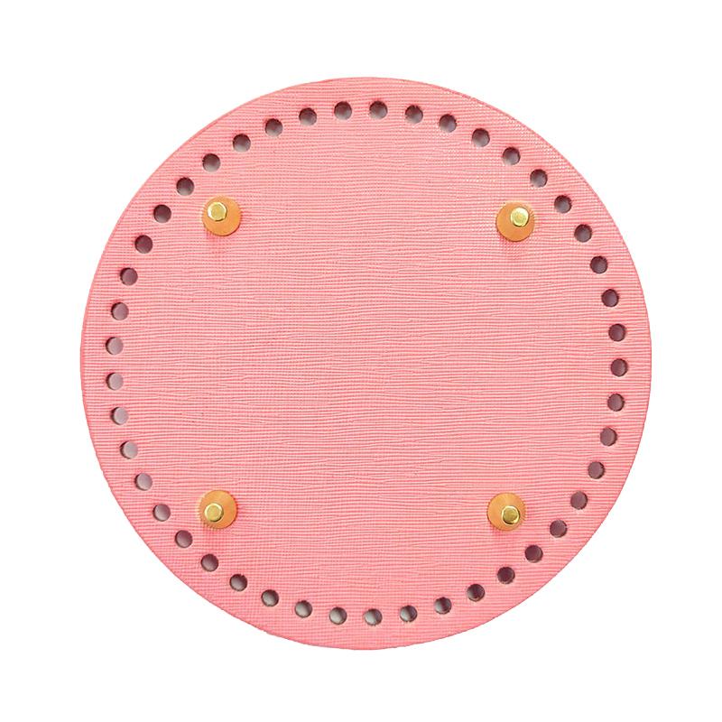 1Pc Diy Crochet Bag Bottom Accessories 15*15Cm Round Bottom For Knitted Bag Pu Leather Bag Base Handmade Bottom With Holes