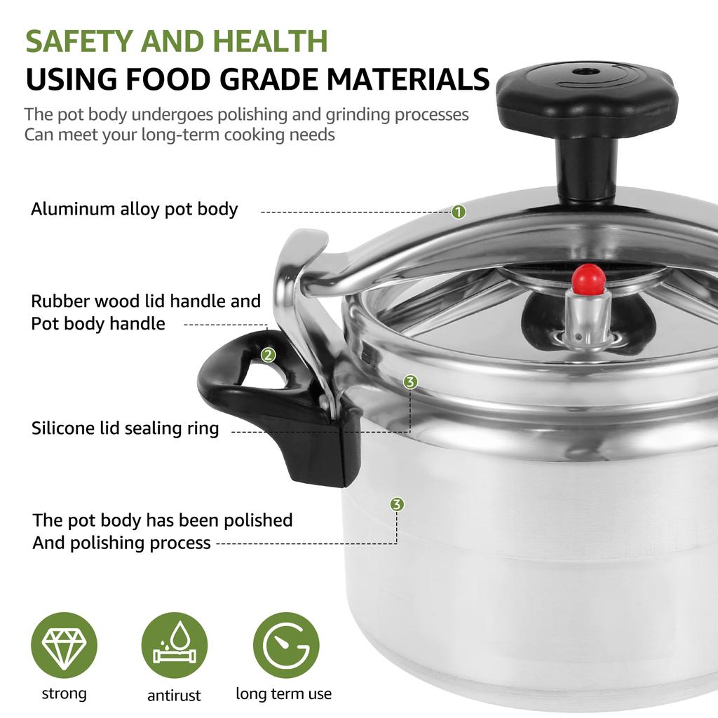 3-liter Pressure Cooker Aluminum Alloy Material with Safety Valve Anti Scald Handle for Safe Cooking Kitchen Cookware Accessory