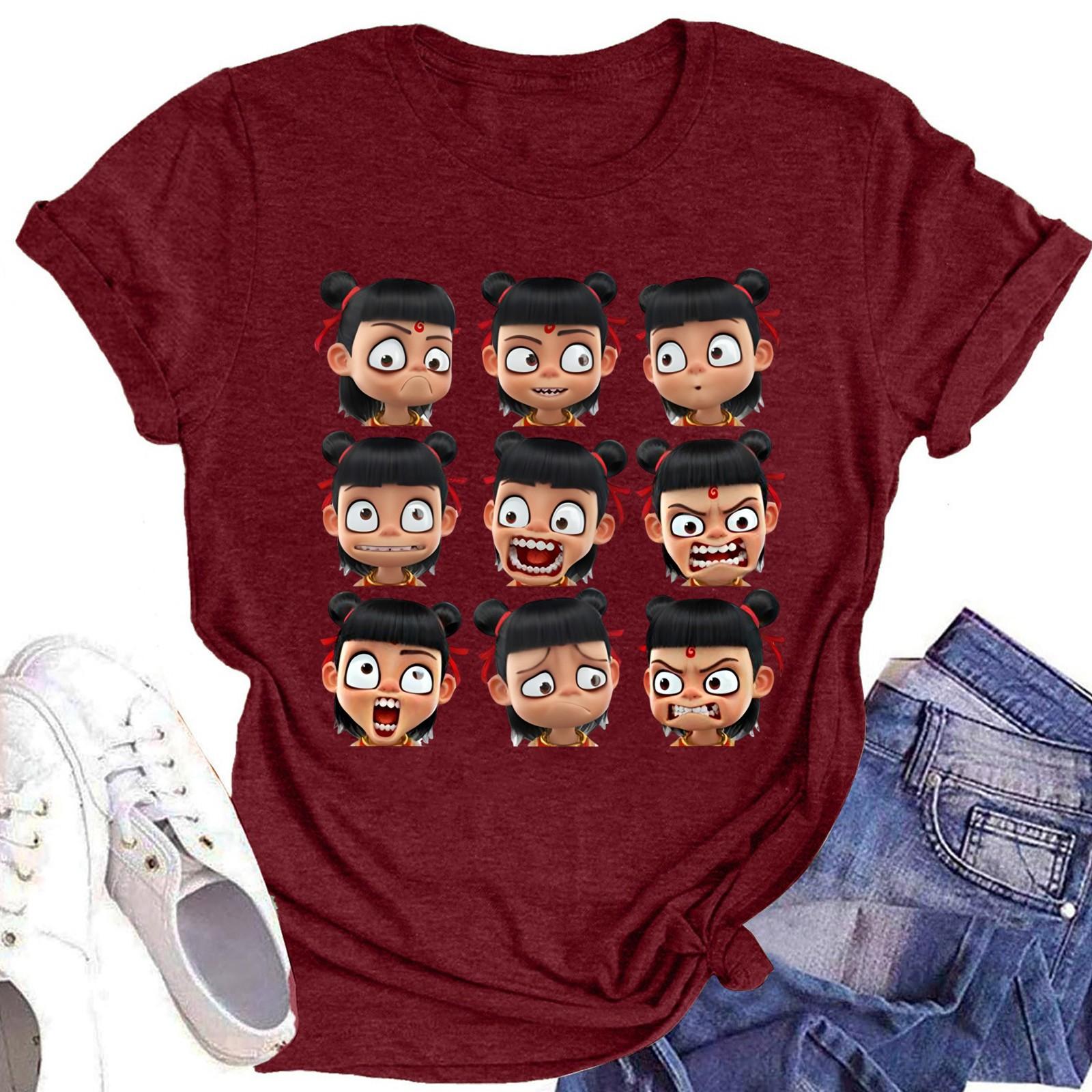 

Men s And Women s Printed Round Neck Short-sleeved T-shirt Top XL винний