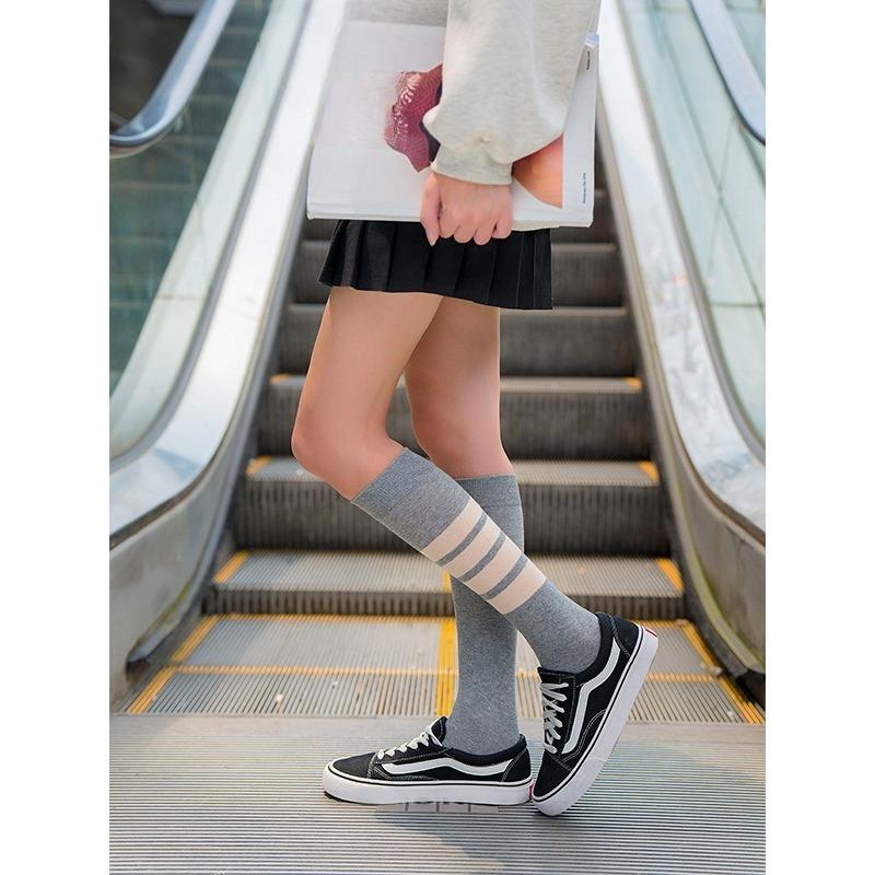 

Pure Cotton Ankle Socks - Children s Mid-length Sports Striped Running Jump Rope Socks - College Style Asymmetrical Compression Stockings 1 pair серый