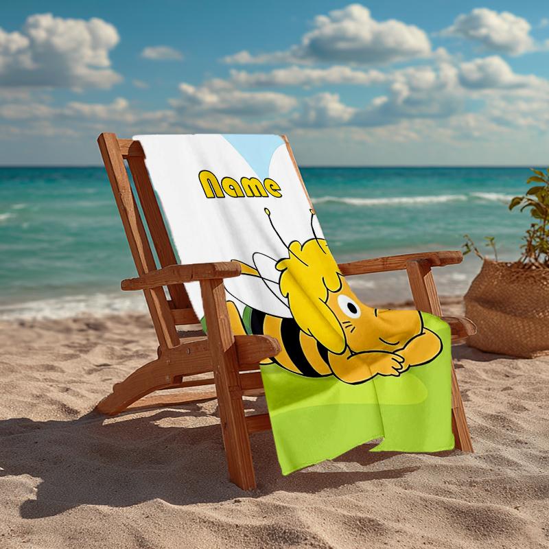 Custom Name Ultra-Soft Beach Towel with Maya the Bee Theme,Ideal for Pool - Camping, Diving - Perfect Travel Essential, Vibrant Beach Towel.