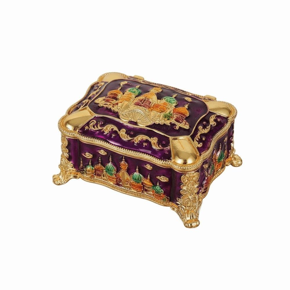 

Embossed Castle Jewelry Storage Box Enamel Zinc Zinc Alloy Dresser Display Gifts For Friends фиолетовый
