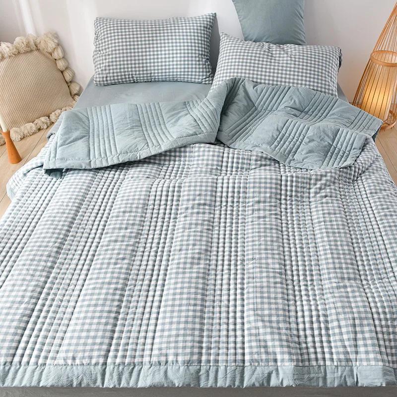 Quilted Spring Summer Quilt Soft Lightweight Duvet Summer Blanket Queen Breathable Blankets Comfortable Washable Double Quilts