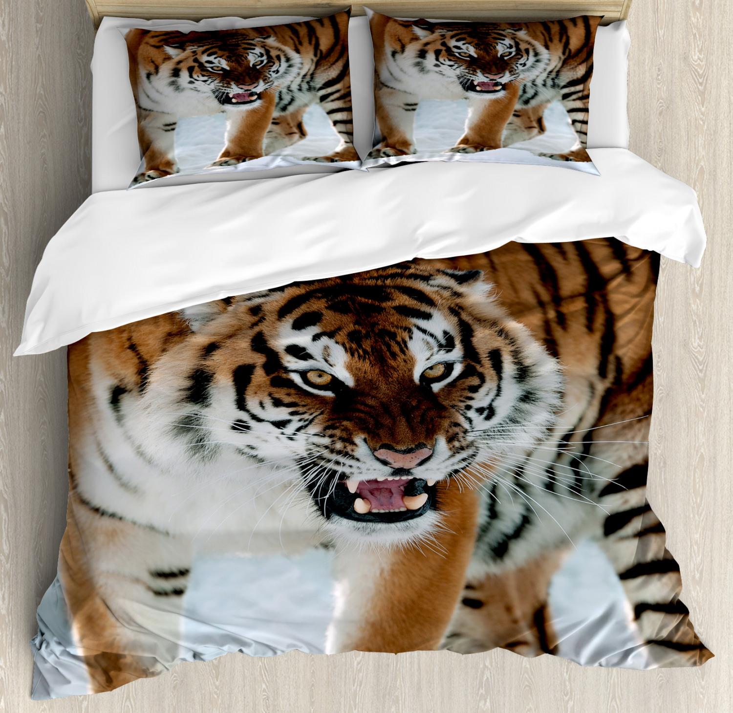 

Comforter King Size Tiger Bedding Set - King Of Sundarbans In Dark Majestic Design. Ideal For Boys. Black With 2 Comforter (quilt)-EU Single(135*200cm)3pcs