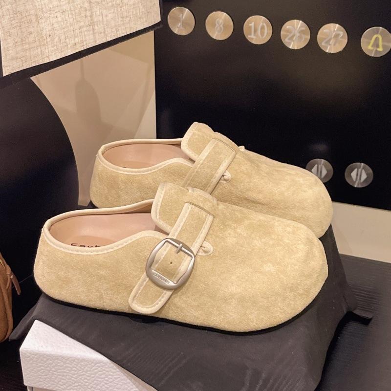 

Бокен баотоу полушлепанцы женские для улицы весна 2025 новинка толстая подошва увеличивающая рост мори шерстяные толстая подошва ленивые тапочки 39