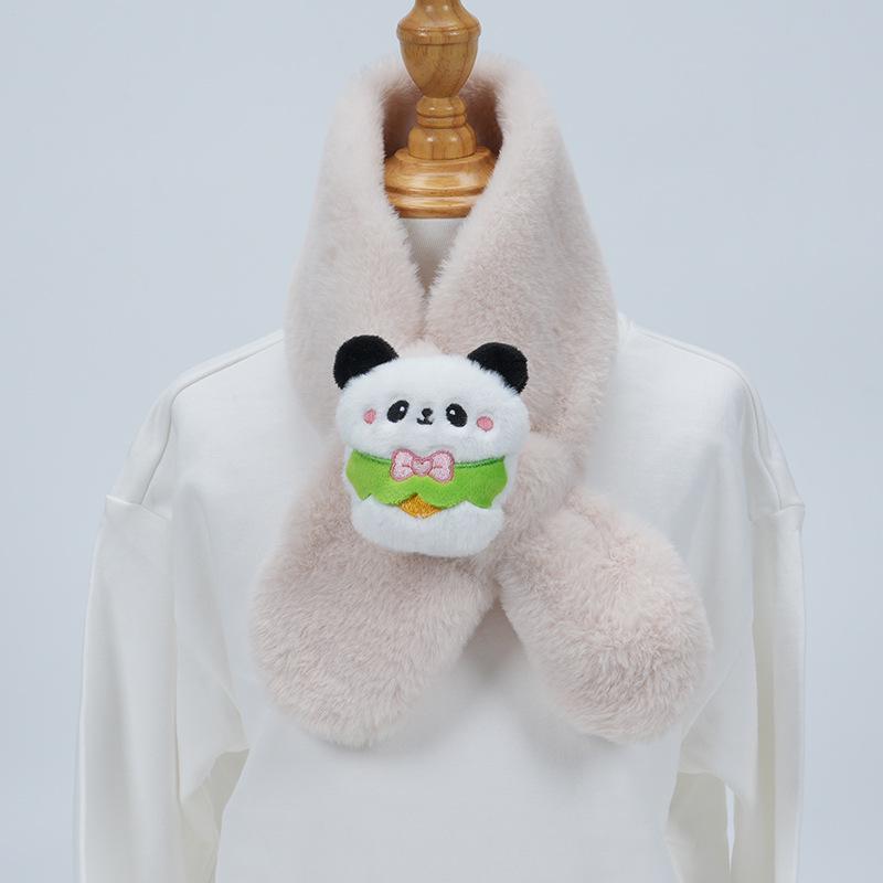 Cute Cartoon Panda Plush Scarf for Kids - Windproof & Thickened Winter Neck Warmer
