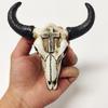 Miniature Cow Skull Resin Statue Elegant Animal Head Ornament Perfect for Shelf and Desktop Display