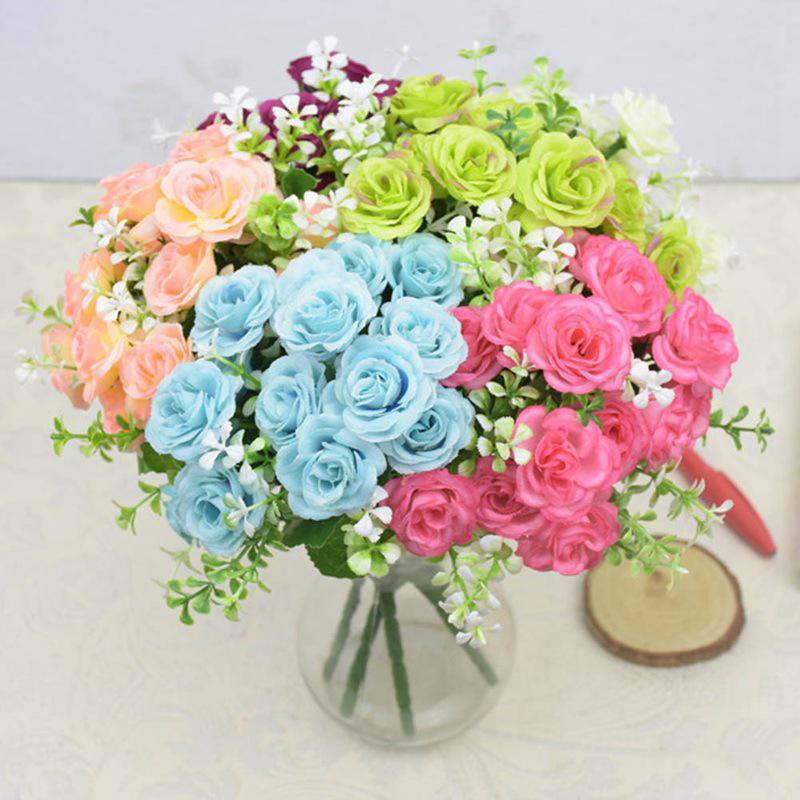 Buy Artificial Rose Silk Flower Wedding Bridal Bouquet Fake Flowers ...