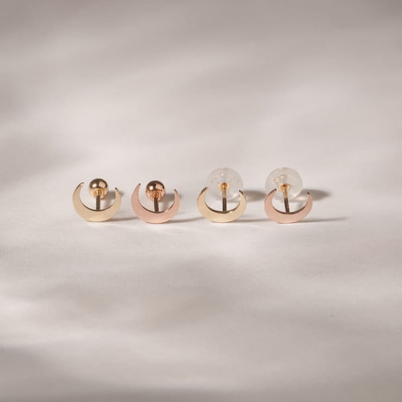 JEWNEL 14K Simple Bold Moon Piercing Earrings