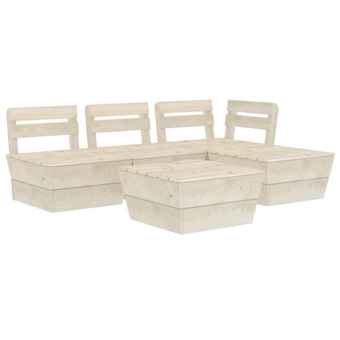 Salon de jardin - vidaXL - Palette 5 pcs - Bois d'épicéa imprégné - Design modulaire - Charme rustique