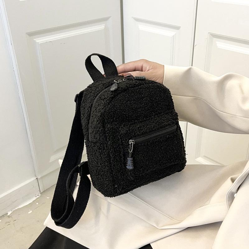 2025 new trendy ins Internet celebrity mini lamb wool backpack Korean version autumn and winter simple versatile girl small backpack