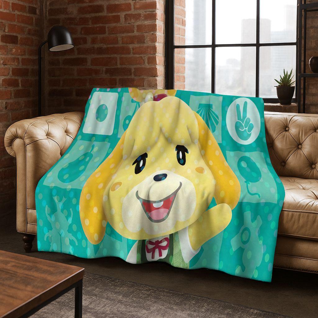 Game Animal Crossing Wild World Cartoon Flannel Blanket,Cozy Soft Throw Blanket for Home Bedroom Bed Sofa Picnic Cover Gift Kids
