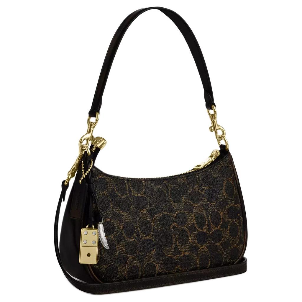 Coach Teri Classic Letter Pattern Coated Canvas Shoulder Bag Women Shoulder Bag Brown CDY18-IMBRN