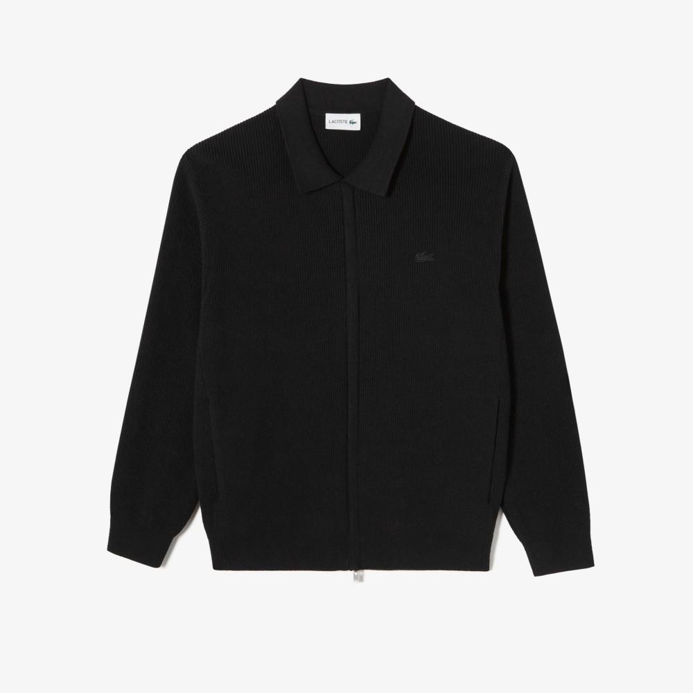 Lacoste Men's Ribbed Collar Zip-up Cardigan AH403E-56G031
