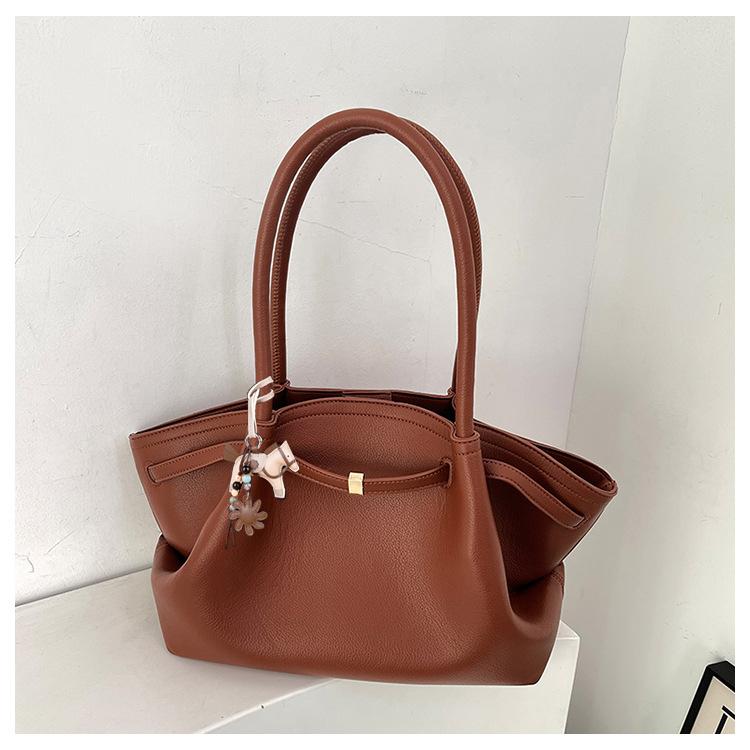 Luxury Lychee Pattern Underarm Shoulder Bags PU Leather Solid Color Women's Handbags Large Capacity Tote Bag Travel