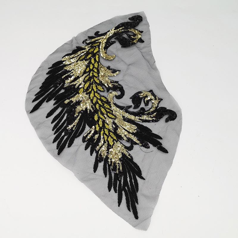 Embroidery Patches Sewing Accessories Feather Sequined Lace Craft Phoenix Tail DIY Sequins Patches