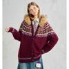 BEETLE TOWN Detachable Fur Collar Hooded Cardigan Sweater